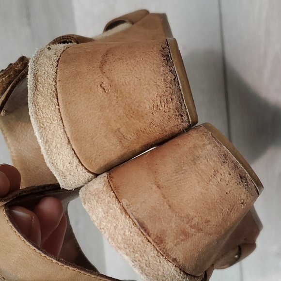 Ugg Australia Women Leather Wedge Sandals shoes sz 5 - Picture 7 of 13